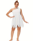 Women Plus Size One Shoulder Halloween Costume Dress | Prehistoric Mini 0