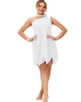Women Plus Size One Shoulder Halloween Costume Dress | Prehistoric Mini 1