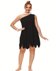 Women Plus Size One Shoulder Halloween Costume Dress | Prehistoric Mini 3