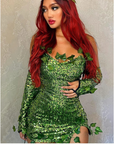 Women Sequin Leaf Halloween Costume Dress | Strapless Mini 1