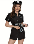 Women Police Halloween Costume Dress | Short Belted 1