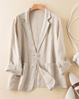 Women's Lightweight Casual Jacket with Lapel Collar and Patch Pockets – Perfect for Spring & Autumn