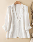 Women's Lightweight Casual Jacket with Lapel Collar and Patch Pockets – Perfect for Spring & Autumn
