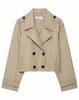 Women's Double Breasted Short Trench Coat with Pockets – Stylish Winter Jacket for Autumn 7