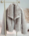 Women's Faux Fur Short Jacket - Warm Lightweight Winter Coat for High Street Fashion 2