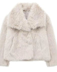 Women's Faux Fur Short Jacket - Warm Lightweight Winter Coat for High Street Fashion 6