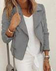 Women’s Faux Suede Moto Jacket – Asymmetrical Zip, Tailored Fit, and Stylish Zippered Pockets