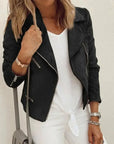 Women’s Faux Suede Moto Jacket – Asymmetrical Zip, Tailored Fit, and Stylish Zippered Pockets