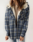 Women's Fleece Lined Plaid Shacket with Hood – Relaxed Fit Casual Layer 3