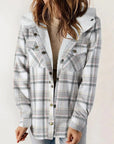 Women's Fleece Lined Plaid Shacket with Hood – Relaxed Fit Casual Layer 4