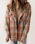 Women's Fleece Lined Plaid Shacket with Hood – Relaxed Fit Casual Layer 5