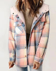 Women's Fleece Lined Plaid Shacket with Hood – Relaxed Fit Casual Layer 6