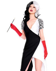 Women’s Glamorous Villain Halloween Movie Costume Dress | Puff Sleeve Asymmetrical 3