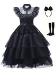 Women’s Gothic Ruffle Halloween Movie Costume Dress | Layered Midi Set 0