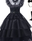 Women’s Gothic Ruffle Halloween Movie Costume Dress | Layered Midi Set 5