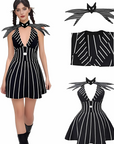 Women's Gothic Striped Halloween Costume Dress | Mini 0