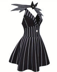 Women's Gothic Striped Halloween Costume Dress | Mini 1