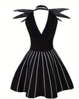 Women's Gothic Striped Halloween Costume Dress | Mini 3