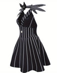 Women's Gothic Striped Halloween Costume Dress | Mini 4