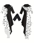 Women’s Hooded Dalmatian Halloween Movie Costume Dress | Asymmetrical High Low 2