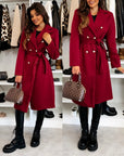 Women's Knee-Length Wool Coat with Double-Breasted Design and Belted Waist 4