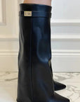 Women's Knee High Boots - Elegant Black Leather Footwear for Style and Comfort 9