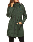 Women's Lightweight Packable Raincoat with Cinched Waist - Water-Resistant Rain Jacket with Hood 1