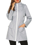 Women's Lightweight Packable Raincoat with Cinched Waist - Water-Resistant Rain Jacket with Hood 2