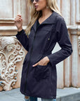 Women's Long Waterproof Coat with Adjustable Hood – Relaxed Fit Rain Jacket for Outdoor Wear 3