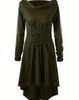Women’s Medieval Lace Up Halloween Movie Costume Dress | Hooded Long Sleeve 2