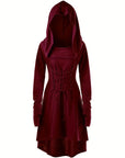 Women’s Medieval Lace Up Halloween Movie Costume Dress | Hooded Long Sleeve 3