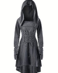 Women’s Medieval Lace Up Halloween Movie Costume Dress | Hooded Long Sleeve 4