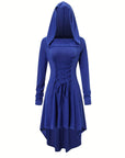 Women’s Medieval Lace Up Halloween Movie Costume Dress | Hooded Long Sleeve 6