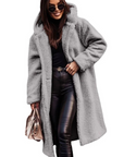 Women's Mid-Length Faux Fur Jacket with Oversized Fit and Open Front Design 3