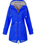 Women's Lightweight Mid-Length Hooded Jacket – Adjustable Waist Stylish Breathable Outerwear
