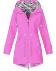 Women's Lightweight Mid-Length Hooded Jacket – Adjustable Waist Stylish Breathable Outerwear
