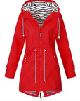 Women's Lightweight Mid-Length Hooded Jacket – Adjustable Waist Stylish Breathable Outerwear