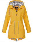 Women's Lightweight Mid-Length Hooded Jacket – Adjustable Waist Stylish Breathable Outerwear