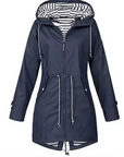 Women's Lightweight Mid-Length Hooded Jacket – Adjustable Waist Stylish Breathable Outerwear