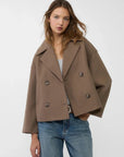 Women's Oversized Double-Breasted Wool-Look Jacket – Cropped Boxy Winter Coat for Casual and Semi-Formal Wear 3