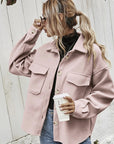 Women's Oversized Wool Blend Jacket with Button Front and Chest Flap Pockets - Stylish Winter Coat 3
