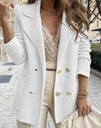 Women’s Tailored Double-Breasted Jacket with Ribbed Texture and Lapel Collar 1