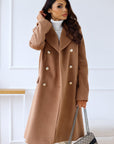 Women's Tailored Wool Coat - Double Breasted Full Length Winter Coat for Elegant Style 0