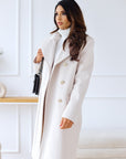 Women's Tailored Wool Coat - Double Breasted Full Length Winter Coat for Elegant Style 2