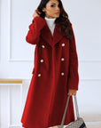 Women's Tailored Wool Coat - Double Breasted Full Length Winter Coat for Elegant Style 4