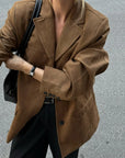 Women's Vintage Brown Leather Suede Jacket – Demi-Season Autumn Winter Outerwear 4