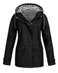Women's Waterproof Raincoat with Adjustable Hood – Mid-Length Relaxed Fit Outdoor Jacket 0