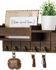 WoodCraft | Stylish Solid Wood Wall Organizer with Hooks and Shelves 0