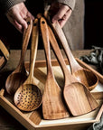 WoodCrafte | Premium Wooden Cooking Utensil Set for Non-Stick Cookware 5