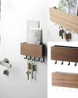 WoodenElegance | Stylish Modern Key Holder for Wall with Colorful Hooks 1